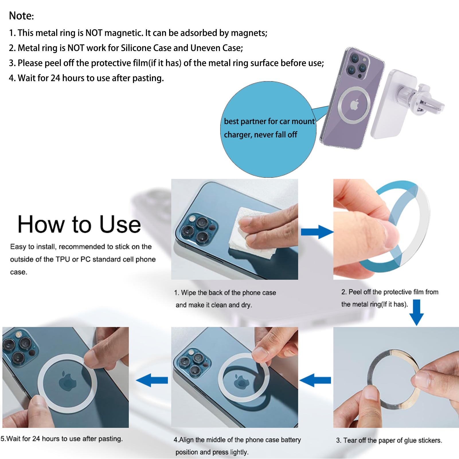 15W Fast Wireless Car Charger Mount for iPhone 16/15/14/13/12 - HYDGYC MagSafe Air Vent Phone Holder with 360° Rotation & Secure Grip (White) | Perfect for Commuting, Road Trips & Hands-Free Charging