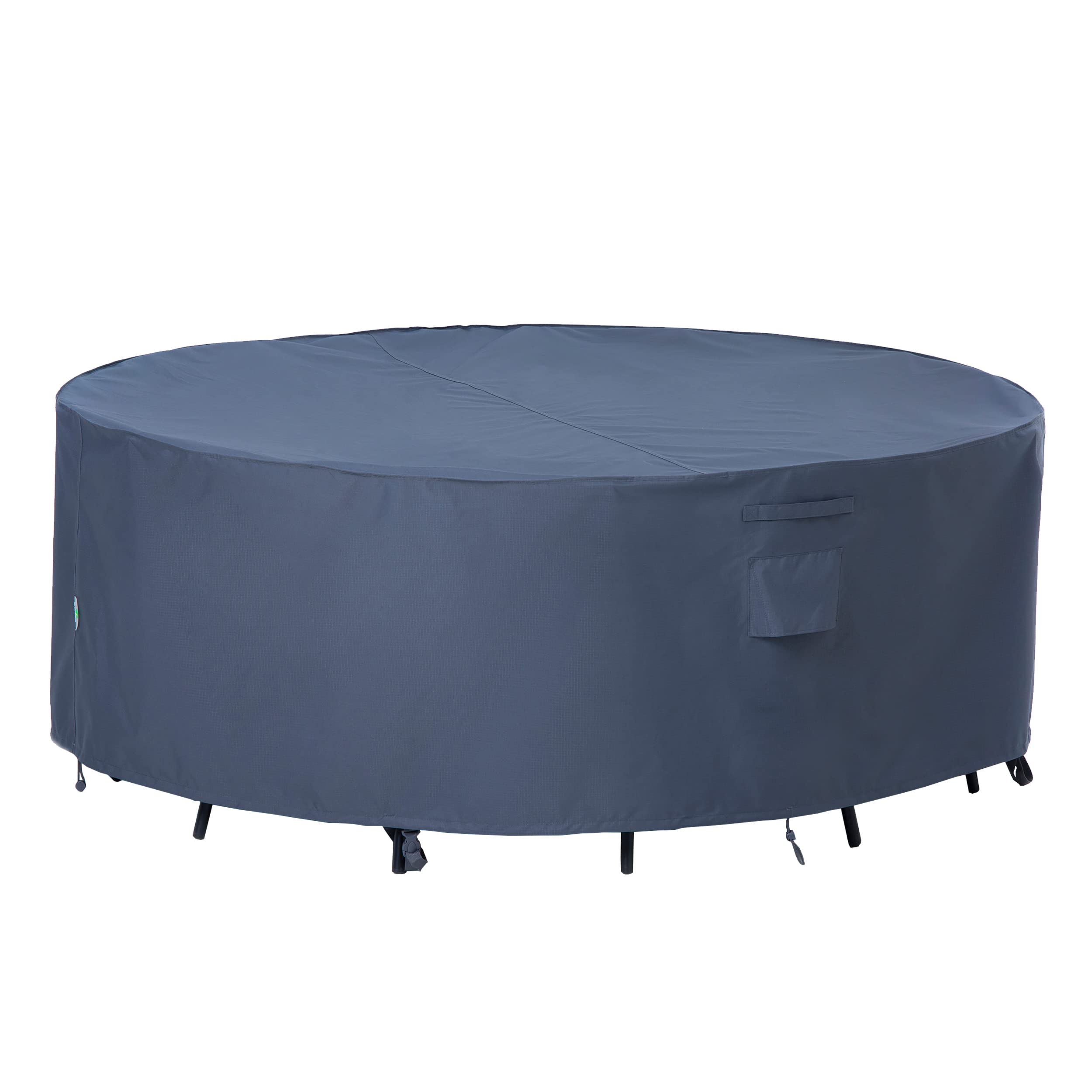 Waterproof UV Resistant Outdoor Patio Furniture Covers - 62 Inch Round Table & Chairs Set Cover, Anti-Fading Grey Weatherproof Protection for Garden, Deck, and Backyard Use