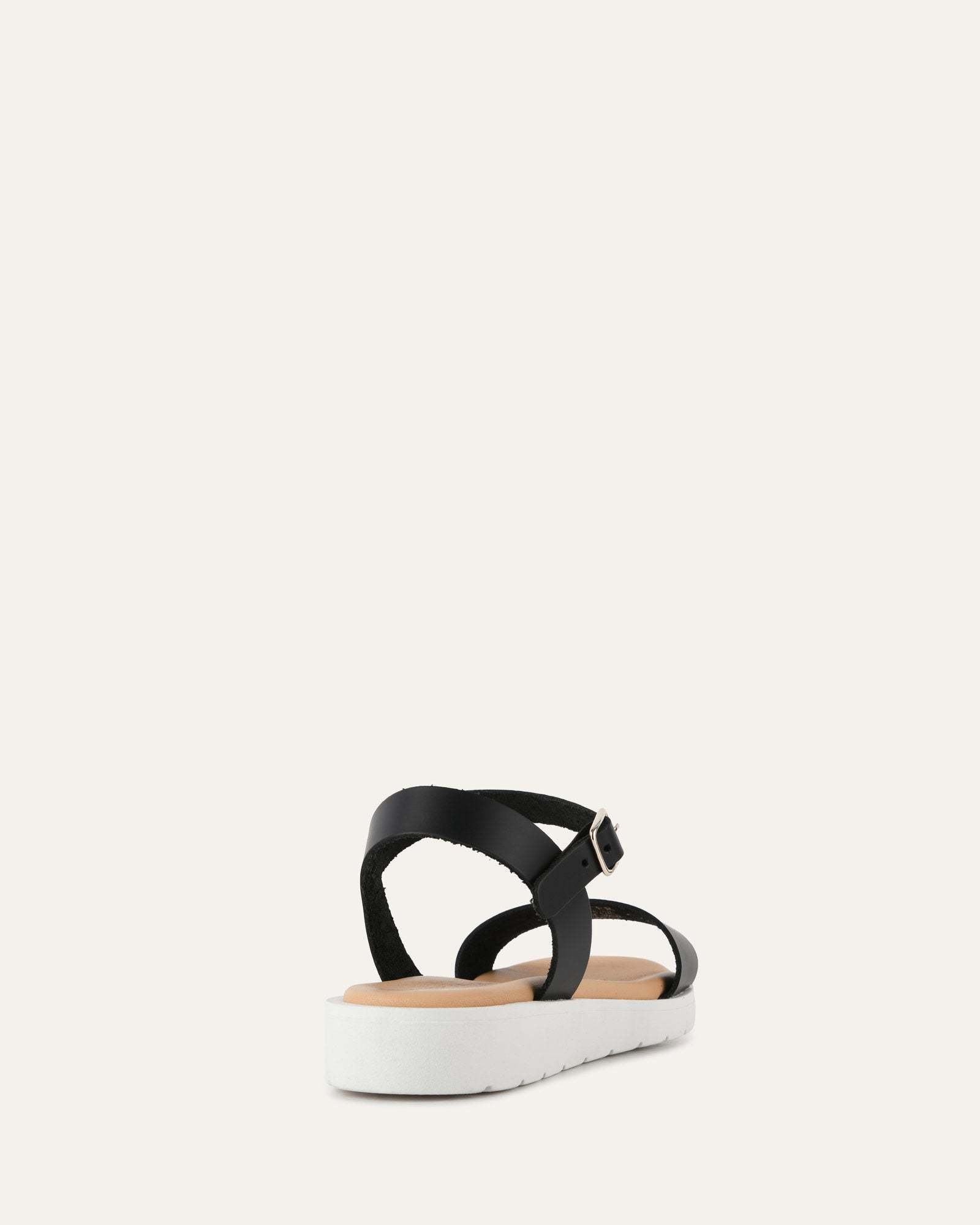 ROBIN Flat Sandals - Black Leather Women's Comfortable Slides for Beach, Pool & Summer Outfits