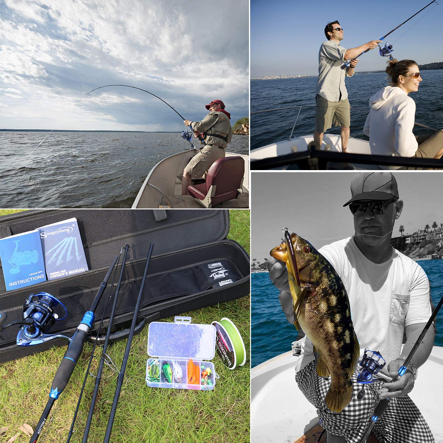 Sougayilang Spinning Fishing Rod and Reel Combo - 24-Ton Carbon Fiber Portable Fishing Pole with Spinning Reel for Freshwater Fishing - Ideal for Travel, Camping, and Outdoor Adventures