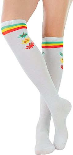 Single: White W/ Rasta Stripes & Leaves