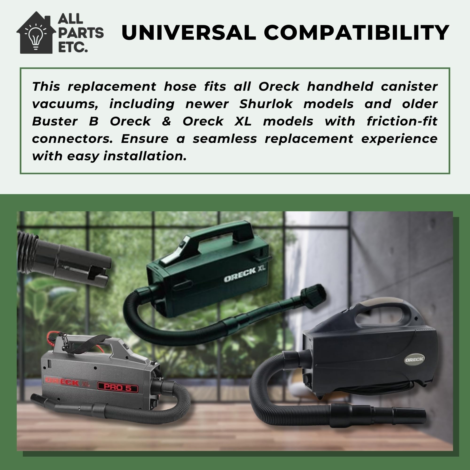 Oreck XL Canister Vacuum Hose Replacement - 10ft Swivel Hose Compatible with Oreck Shurlok & Friction Buster B Handheld Vacuums - Durable Vacuum Accessory for Deep Cleaning Carpets, Furniture & Hard-to-Reach Areas