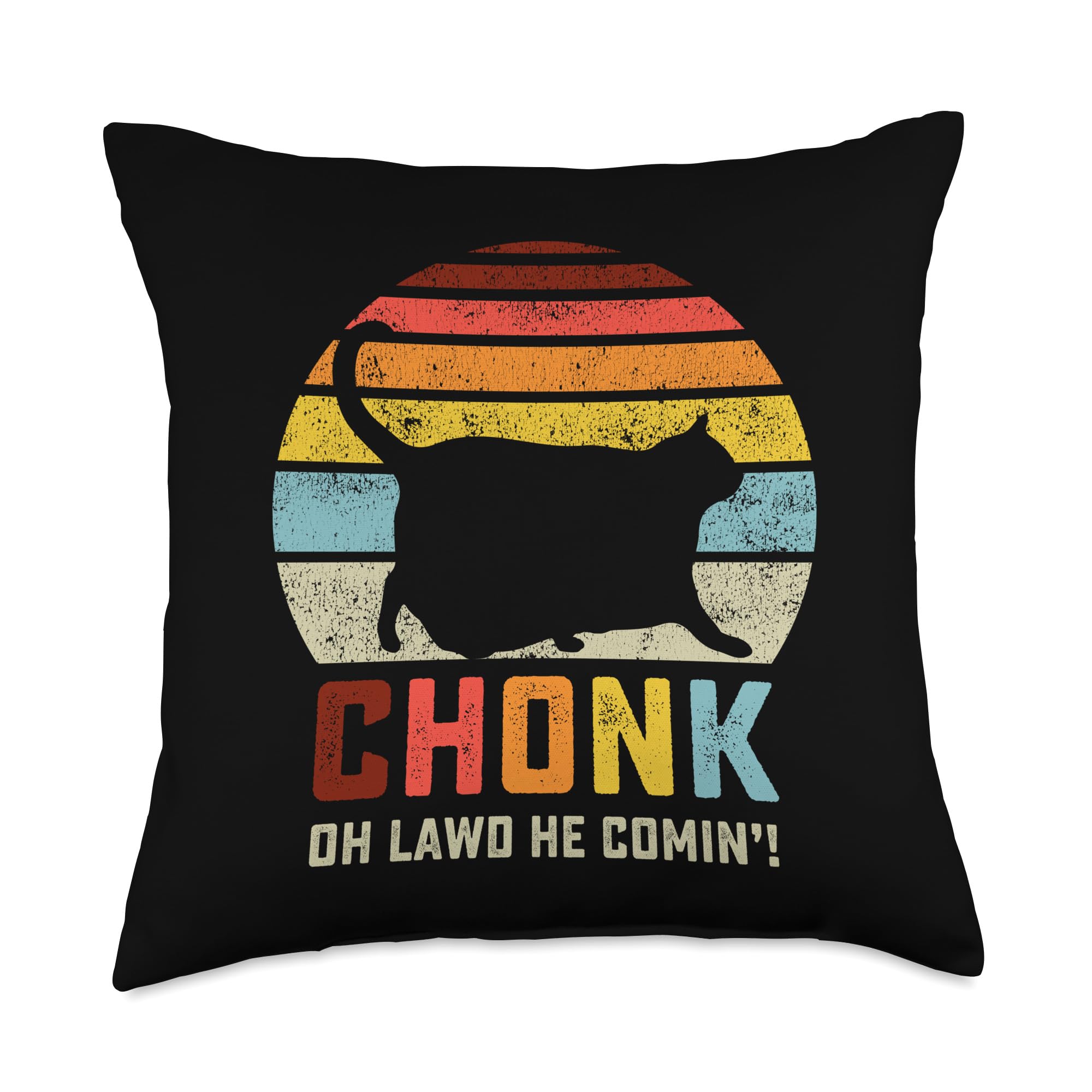 Funny Chonk Cat Scale Meme Throw Pillow - Retro Vintage Cat Meme Design - Perfect for Home Decor, Couch, Bed & Office Gifts