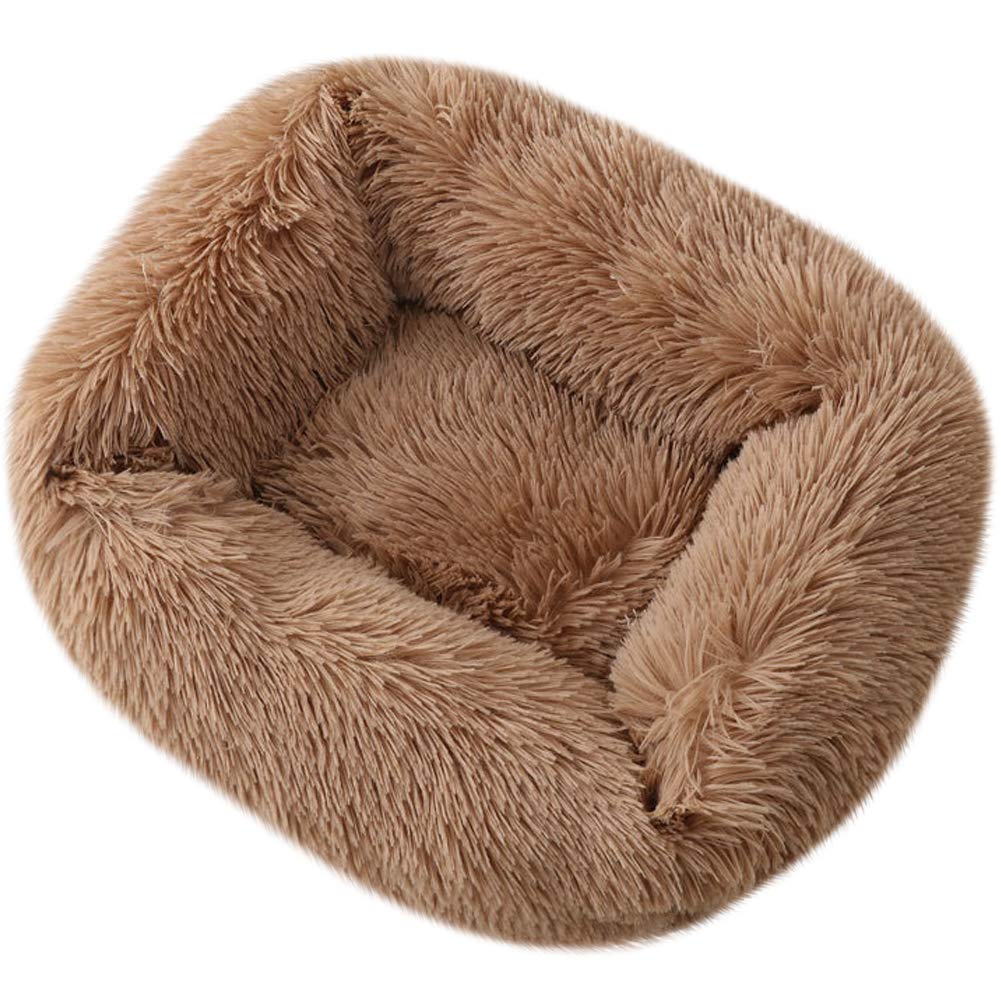 La La Pet® Donut Dog & Cat Bed - Cozy Cave Burrow Pet Bed with Self-Warming Technology - Soft Plush Calming Cuddler for Improved Sleep - Perfect for Small & Medium Dogs & Cats (Brown) - Great for Cold Nights & Anxiety Relief in Pets