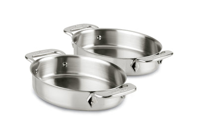 All-Clad Stainless Steel Mini Oval Baker Set - 2-Piece Nonstick Bakeware for Casseroles, Bread & Desserts | Perfect for Oven, Microwave & Dishwasher Safe | Ideal for Holiday Baking & Dinner Parties