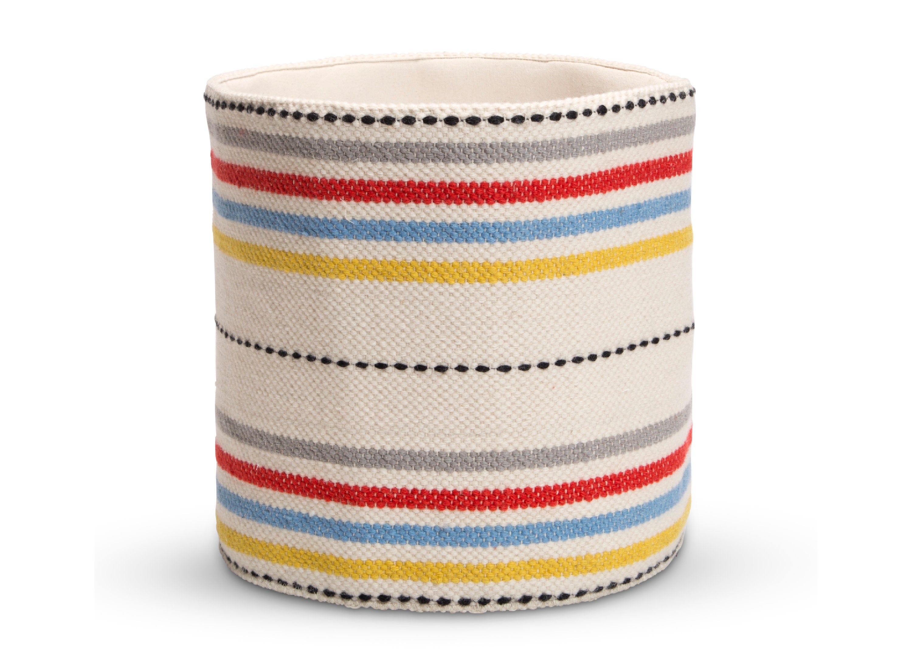 Bright Stripes Handwoven Basket - Natural Fiber Storage Bin for Home & Office Organization - Perfect for Laundry, Toys, and Decor