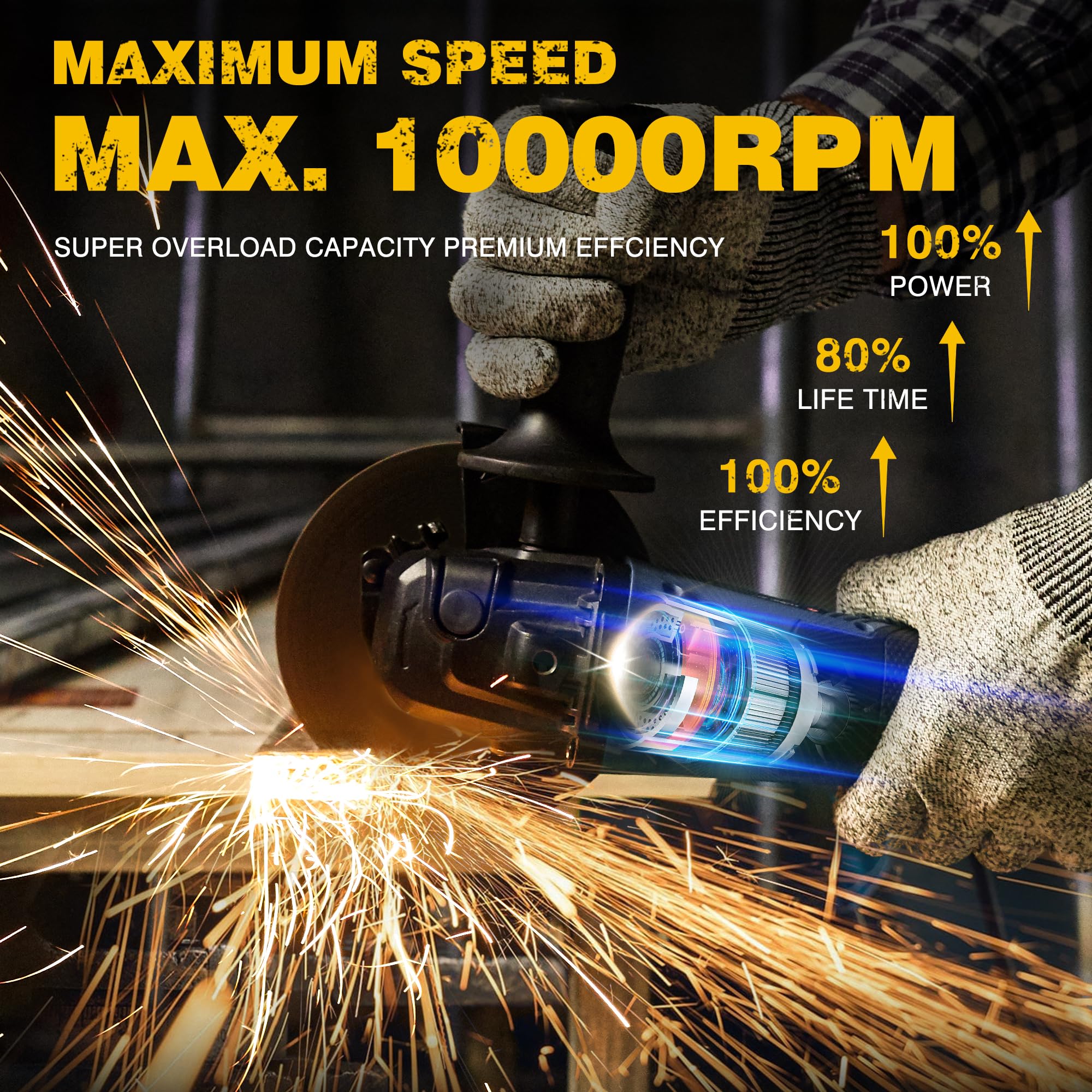 20V Cordless Angle Grinder Kit with 4.0Ah Battery & Fast Charger - 4-1/2 Inch Electric Grinder for Cutting and Grinding Metal, Stone, Concrete | Adjustable Handle, 22Pcs Accessories Included | Perfect for DIY Projects, Metal Fabrication, Construction Work and Home Renovations