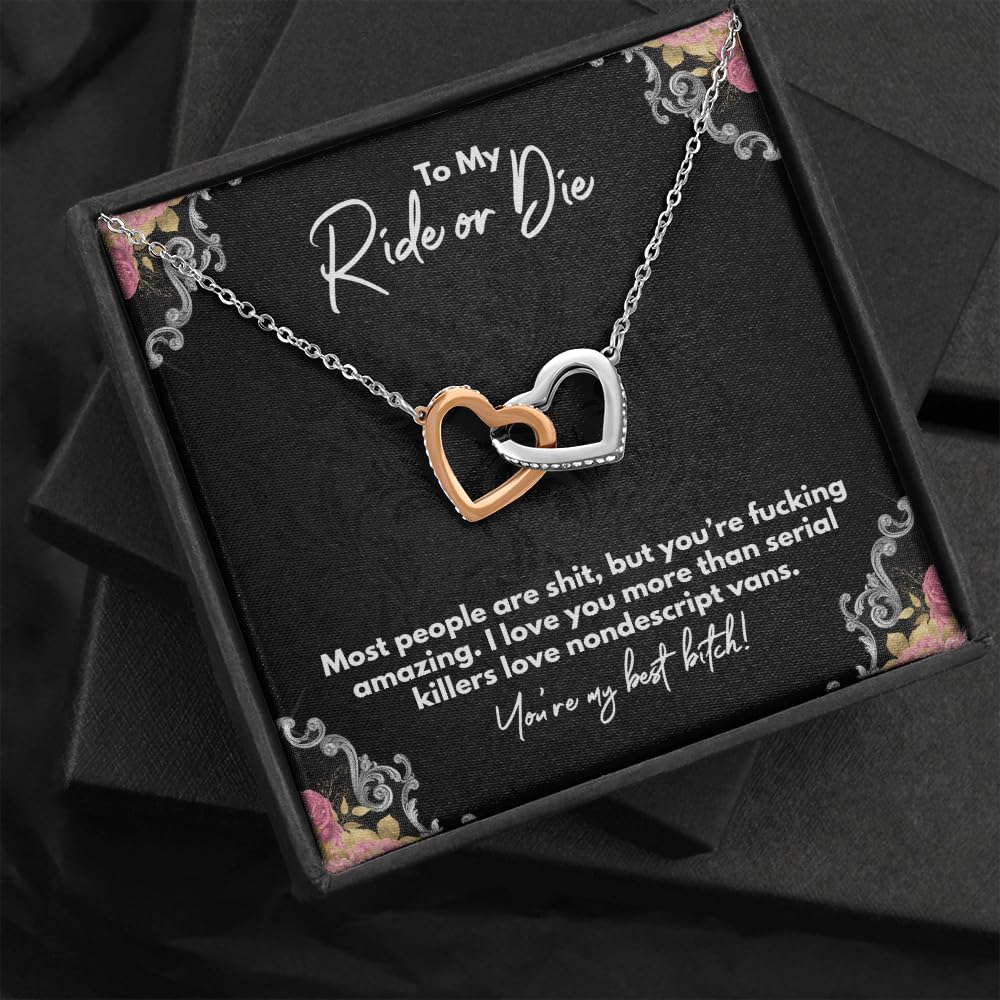 My Ride or Die Sister Necklace - Best Friend Heart Jewelry Gift for Unbiological Sisters | Perfect for Birthdays, Anniversaries & Friendship Day