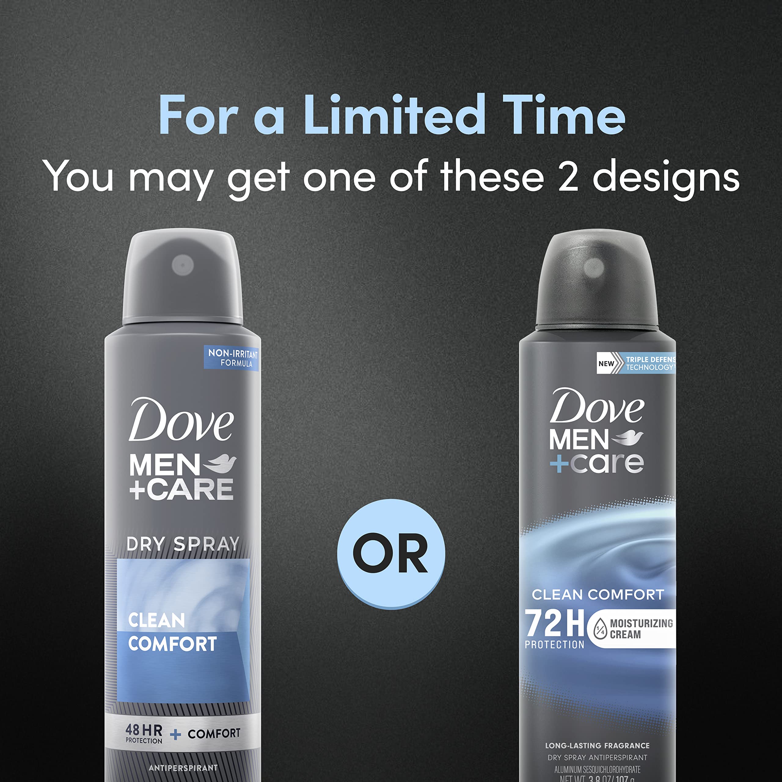Dove Men+Care Antiperspirant Deodorant Dry Spray for Men - 72-Hour Sweat & Odor Protection, Clean Comfort Scent with Triple Defense Technology, 3.8 oz | Long-Lasting Freshness for Workouts, Office & Daily Use