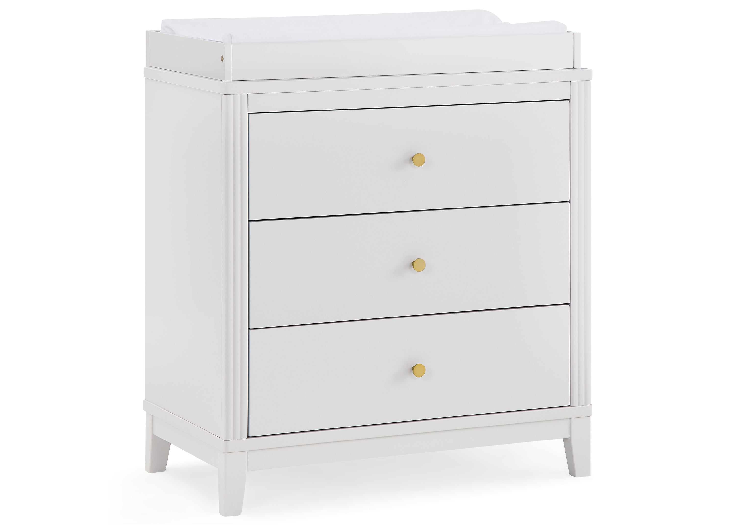 Eloise 3 Drawer Dresser with Changing Top & Interlocking Drawers - Nursery Storage Solution for Baby Clothes, Diapers & Essentials | Modern Baby Changing Table & Dresser Combo for Nursery Organization