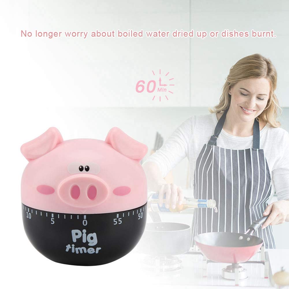 Cute Cartoon Pig Kitchen Timer - 55 Mins Mechanical Countdown Timer for Cooking, Baking, and Study - Easy to Use Mini Timer for Home, Office, and Classroom
