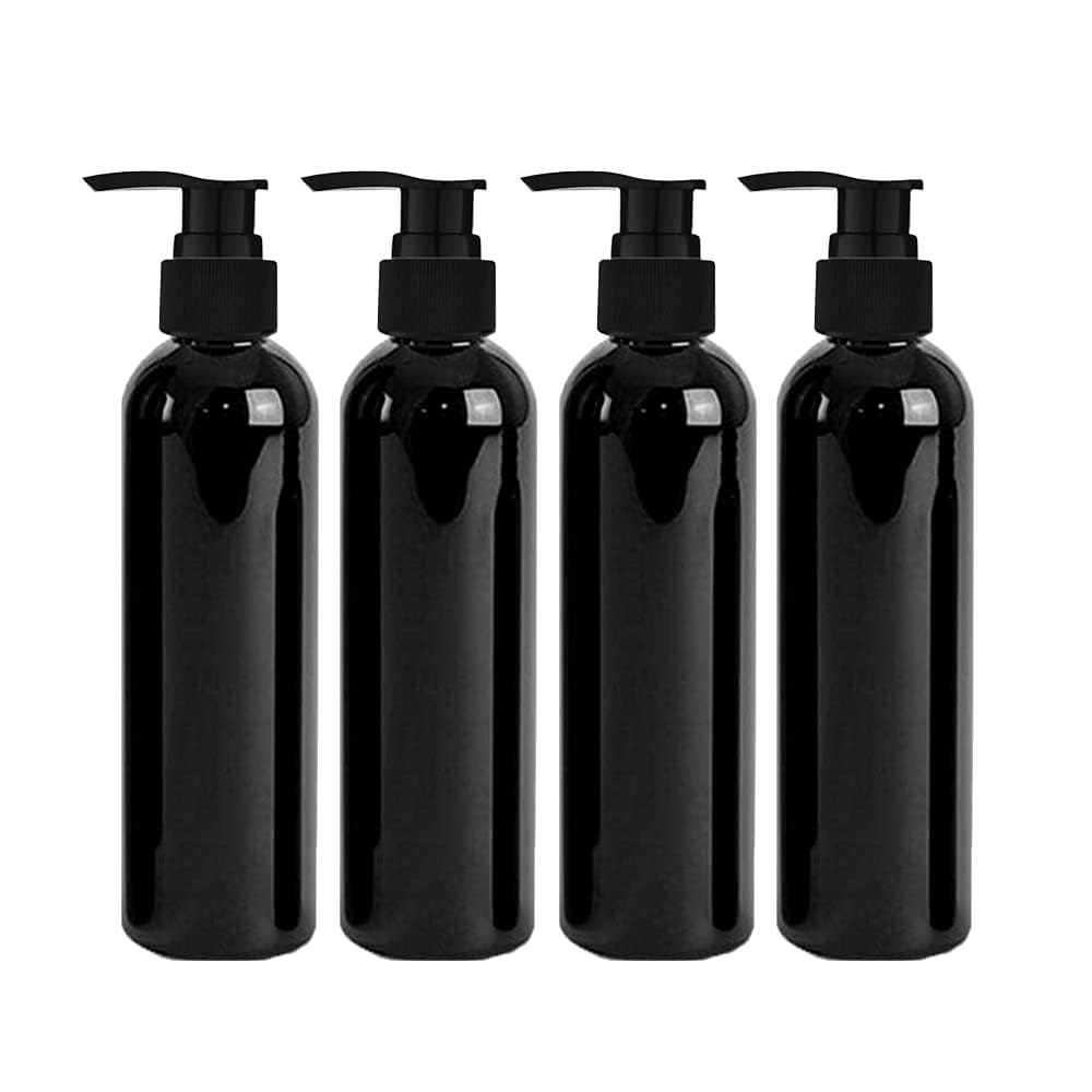 Refillable 200ml Clear Plastic Pump Bottles - Travel Size Leak-Proof Cosmetic Containers for Shampoo, Lotion, Oil & Toiletries (Set of 4) - Perfect for Travel, Gym, Home & Salon Use