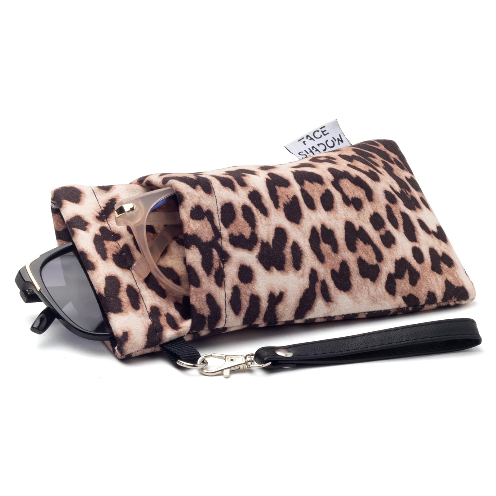 Soft Double Glasses Case with Squeeze Top & Cleaning Cloth - Protective Eyewear Storage for Women & Men - Perfect for Travel, Work & Everyday Use