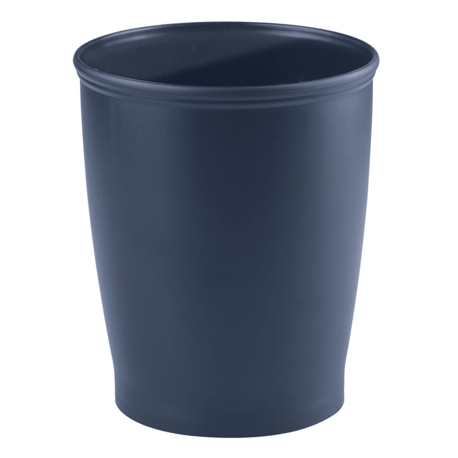 mDesign Small Plastic Bathroom Trash Can - 1.6 Gallon/6 Liter Waste Basket for Bathroom, Restroom, or Powder Room - Compact Garbage Bin with Lid - Navy Blue (Hyde Collection) - Perfect for Small Spaces, Under Sink, or Next to Toilet