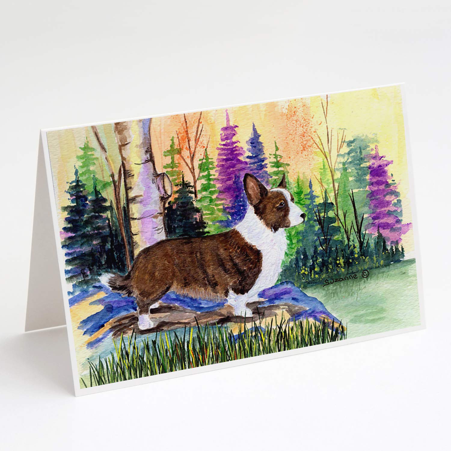 Corgi Greeting Cards and Envelopes - Pack of 8 Blank A7 Note Cards (5x7 Inches) for Birthdays, Thank You Notes & Special Occasions | Whimsical Corgi Design | Caroline's Treasures SS8006GCA7P