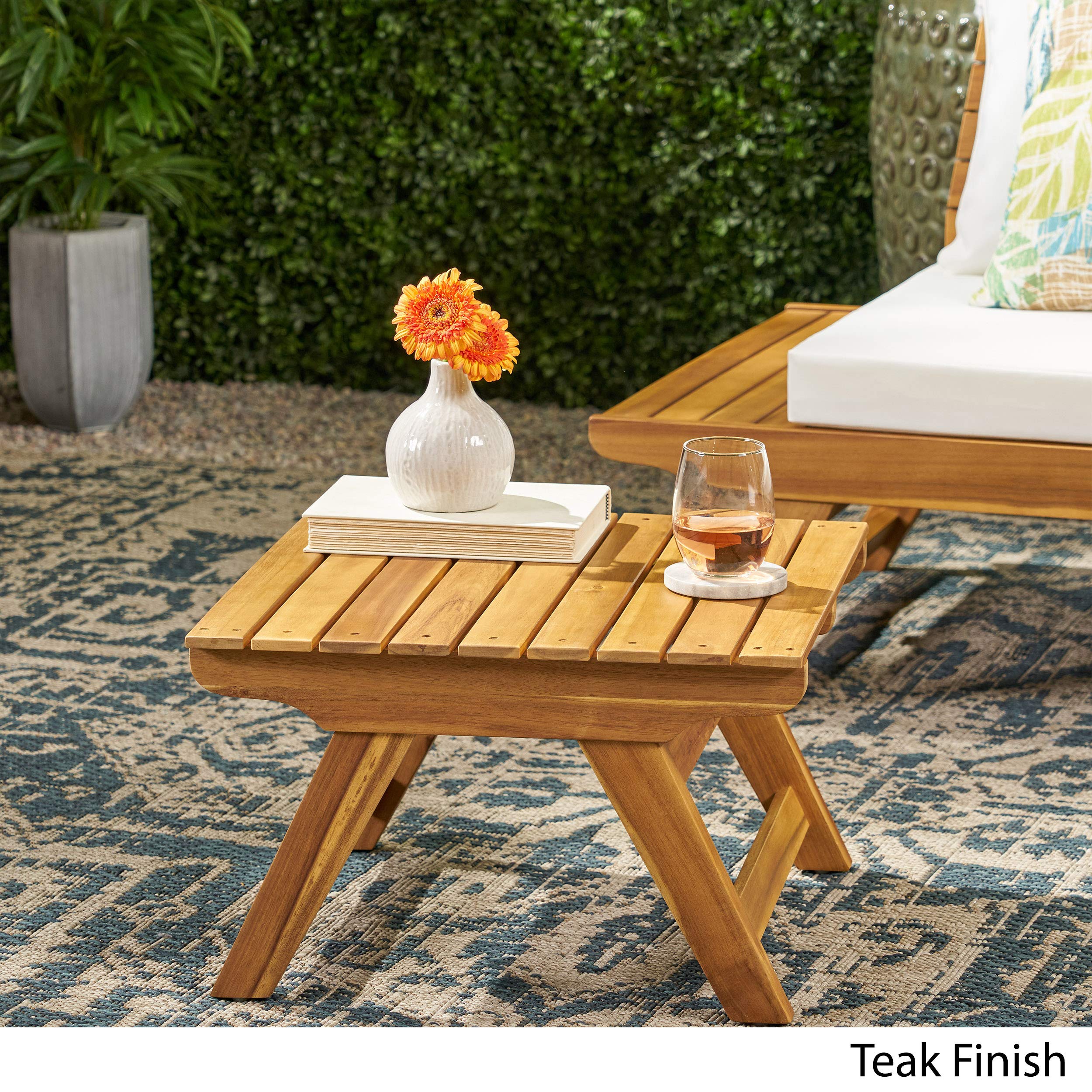 Premium Teak Finish Outdoor Wooden Side Table by GDFStudio - Perfect for Patio, Garden, and Poolside Decor - Durable & Weather-Resistant Furniture