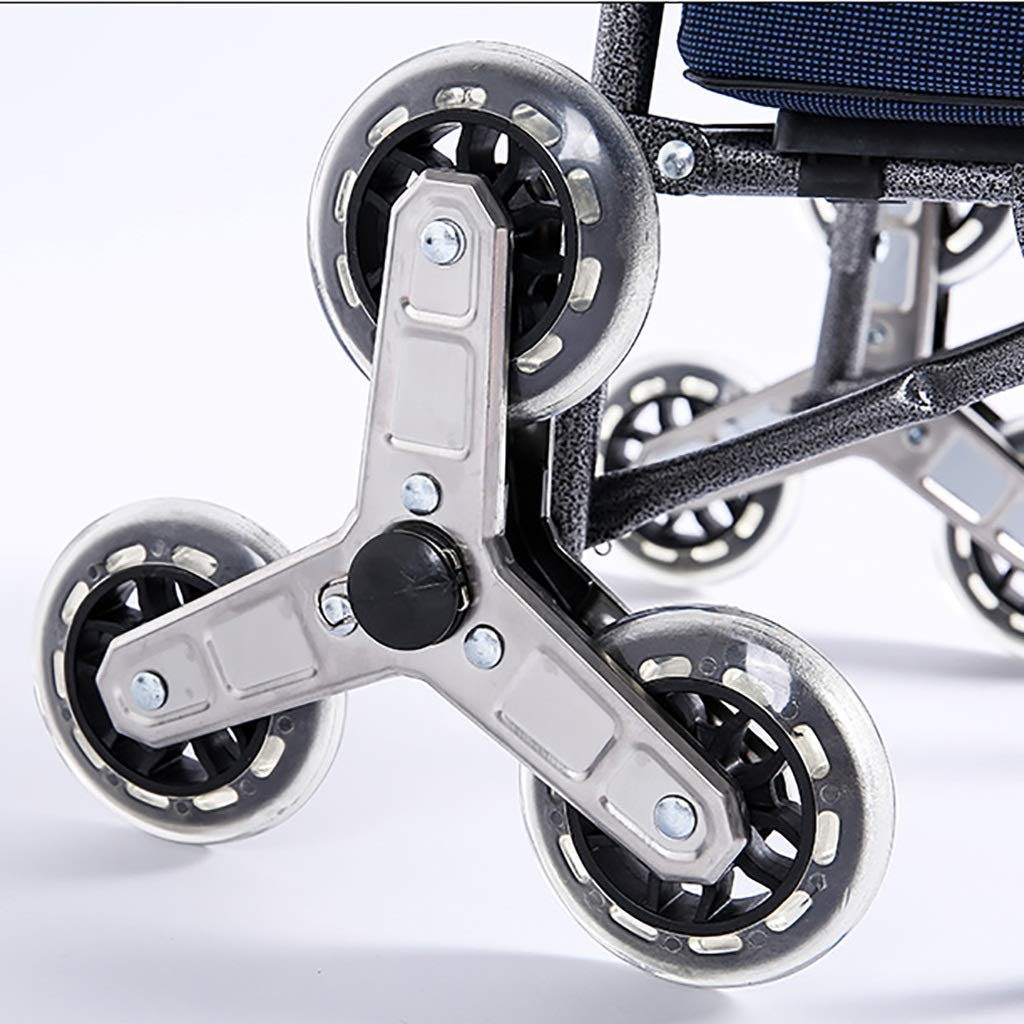 Heavy Duty Collapsible Folding Wagon Cart - 6-Wheel Foldable Shopping Trolley with Ladder & Waterproof Cover - 50kg Capacity for Groceries, Beach, Camping & Outdoor Activities