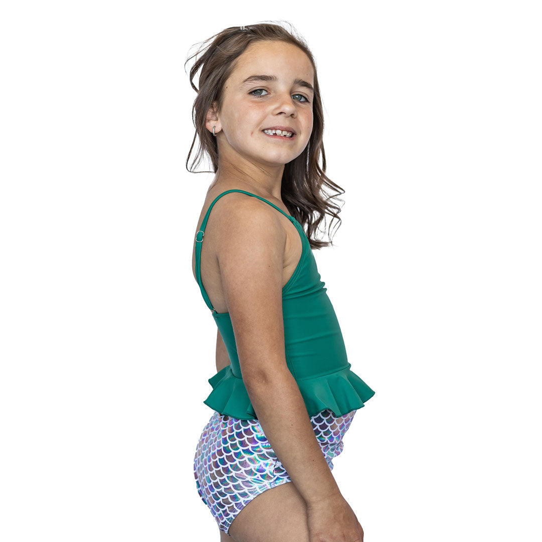 Girls High Neck Peplum Tankini Top - Stylish Swimwear for Beach, Pool & Summer Vacations