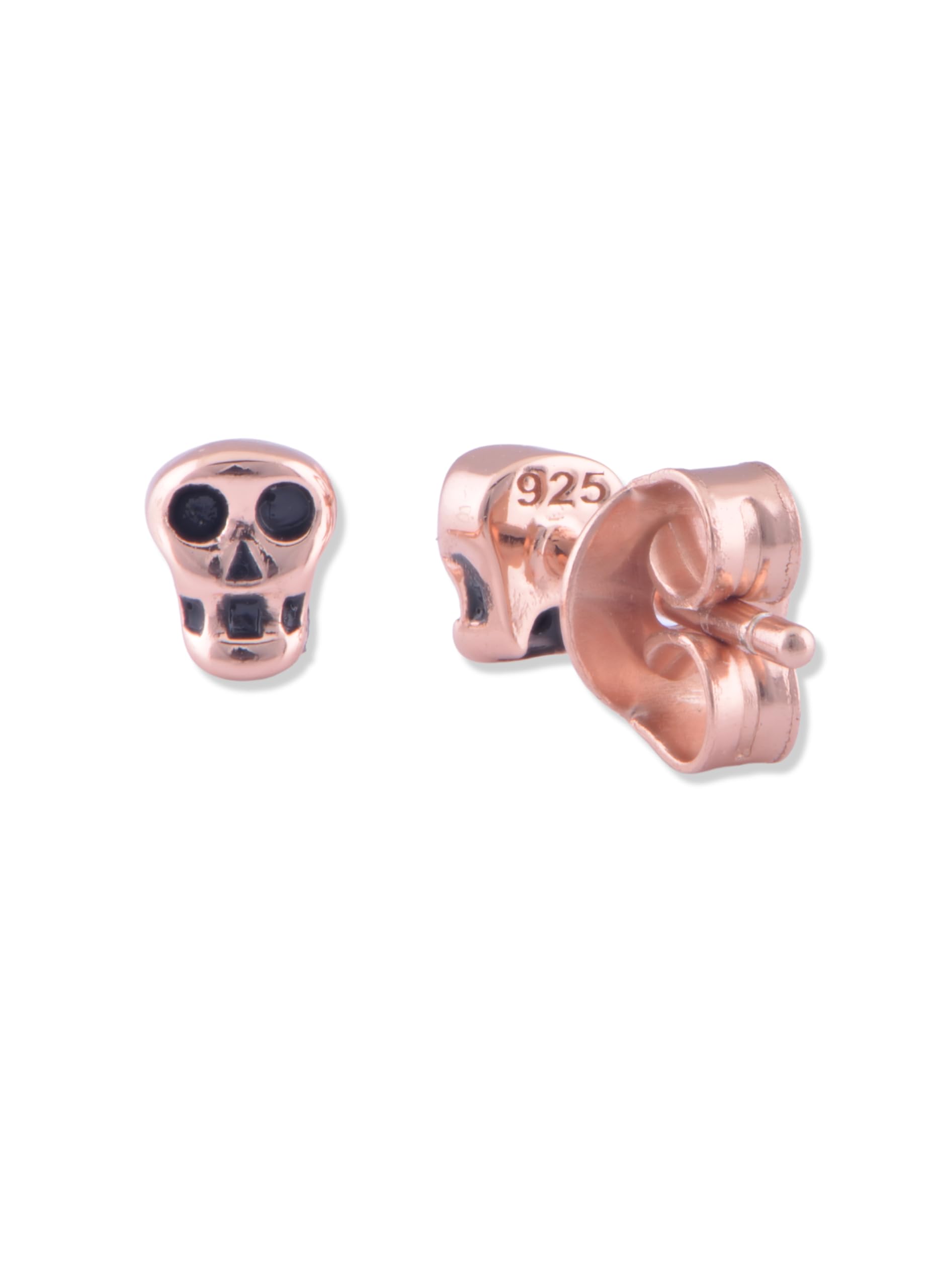 Stylish Rhodium/Yellow Gold/Rose Gold Plated Sterling Silver Tiny Skull Stud Earrings for Women - Perfect for Gothic, Punk, and Everyday Fashion Accessories