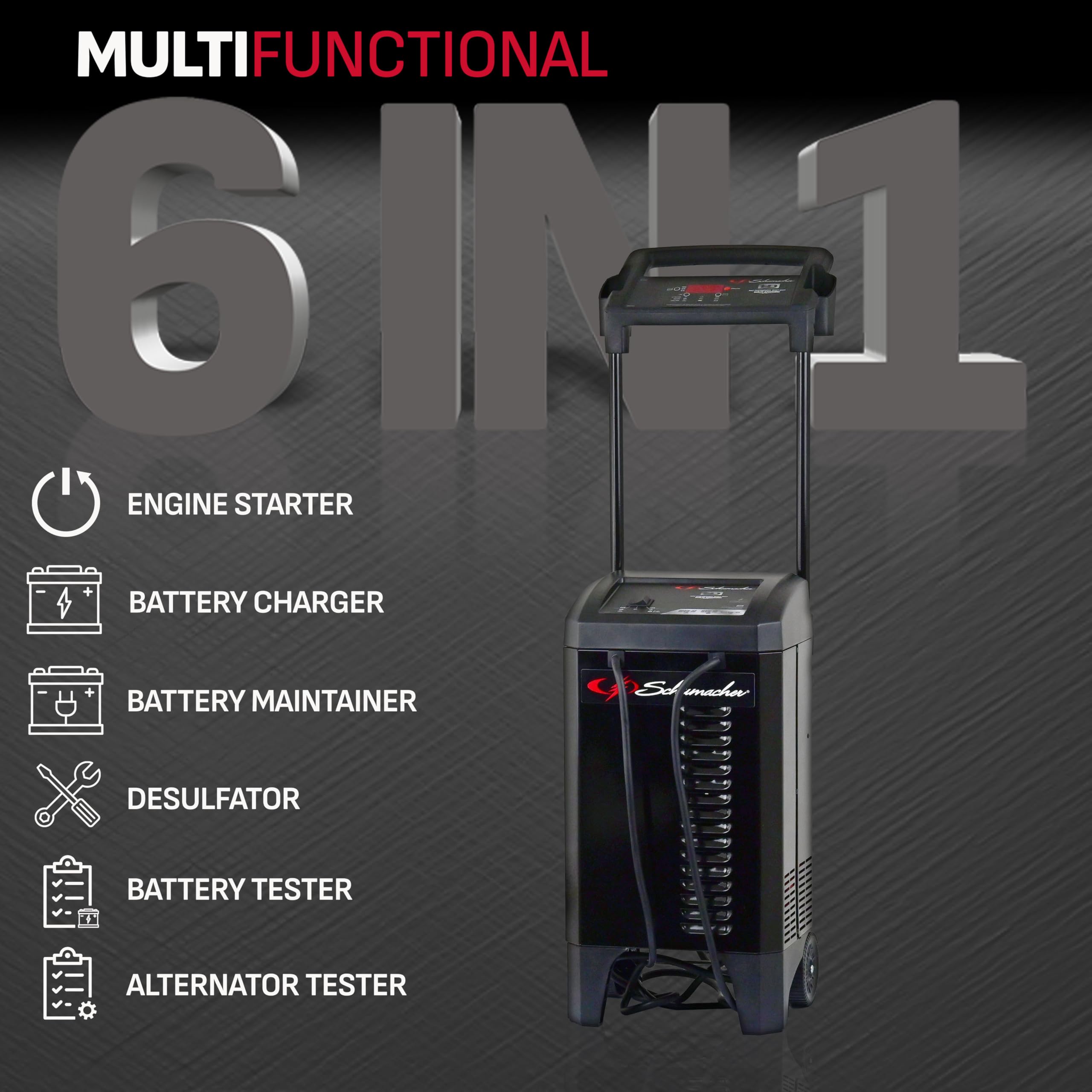 Schumacher SC1325 4-in-1 Fully Automatic 250 Amp Battery Charger & Engine Starter - 6V/12V for Cars, Trucks, Marine Batteries - 40A Boost Mode - Perfect for Emergency Jump Starts & Long-Term Battery Maintenance