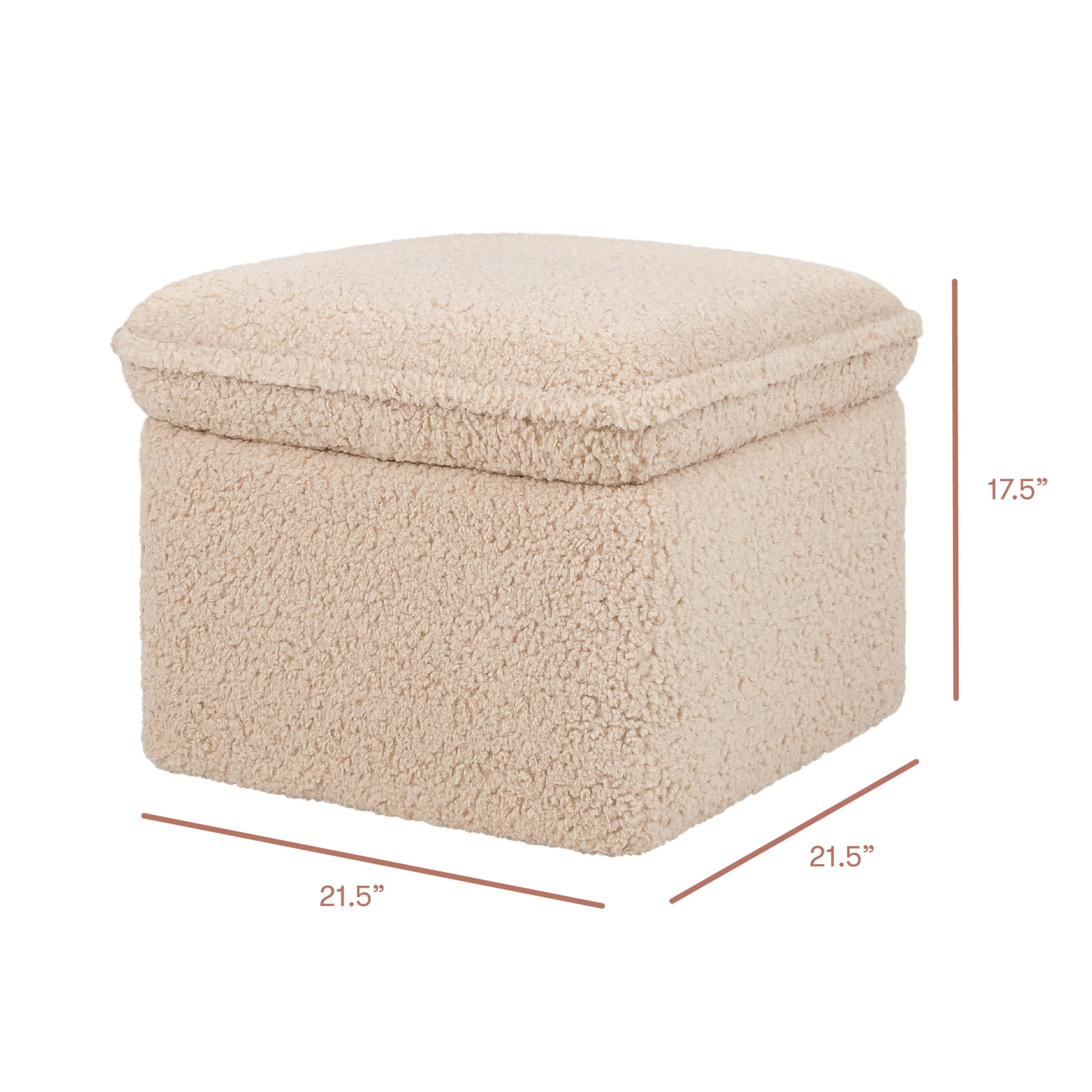 Babyletto Cali Storage Ottoman in Chai Shearling - Greenguard Gold Certified Nursery Furniture for Baby Room Organization & Playroom Seating