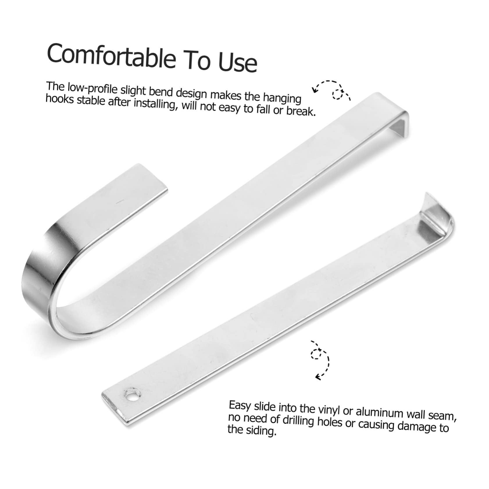 COLLBATH No-Hole Vinyl Siding Hooks - Heavy Duty Metal Wall Hooks for Outdoor Decor & Holiday Lights - Perfect for Christmas Decorations, Hanging Planters & Garden Tools