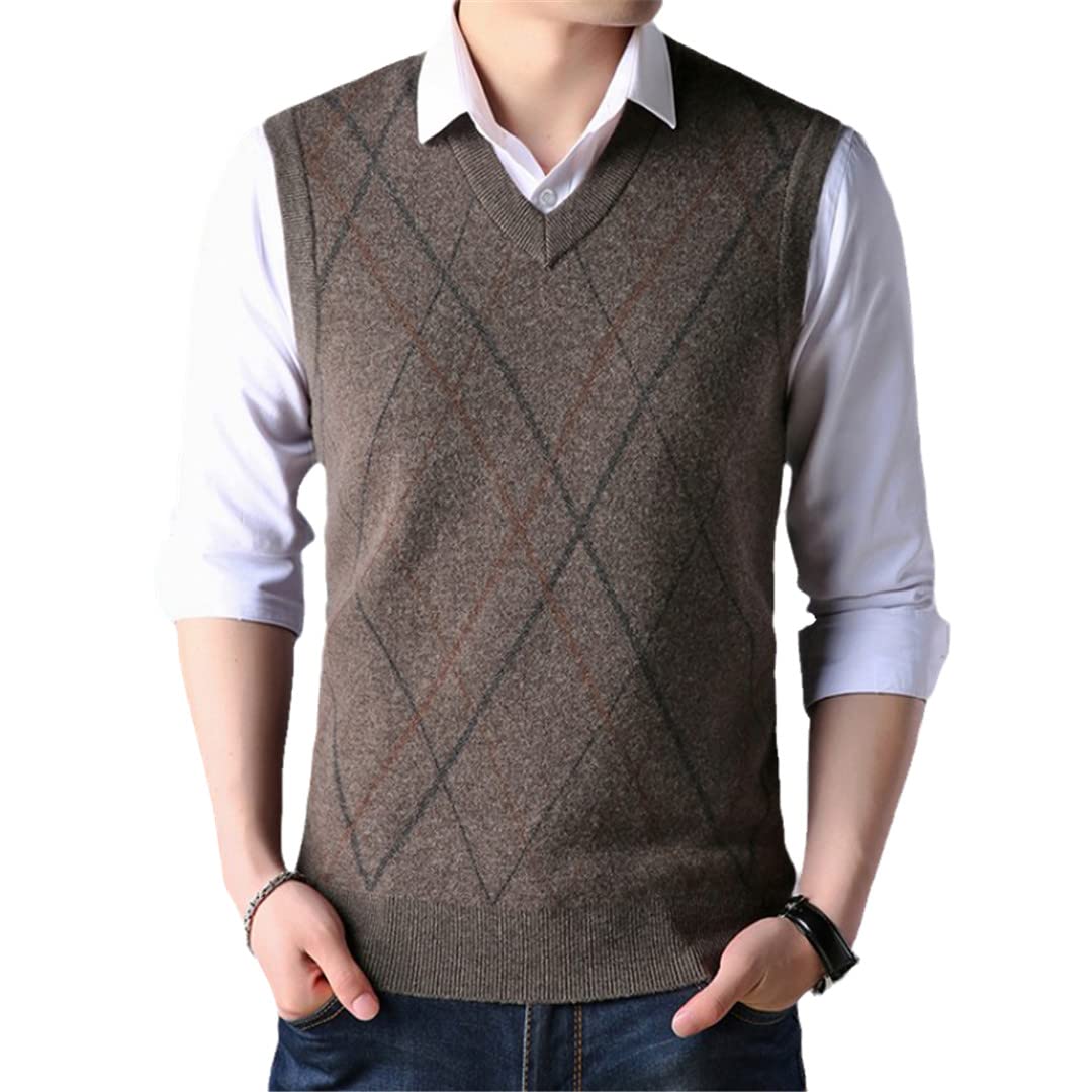 Men's Wool V-Neck Vest - Sleeveless Pullover for Autumn & Winter - Casual & Vintage Style