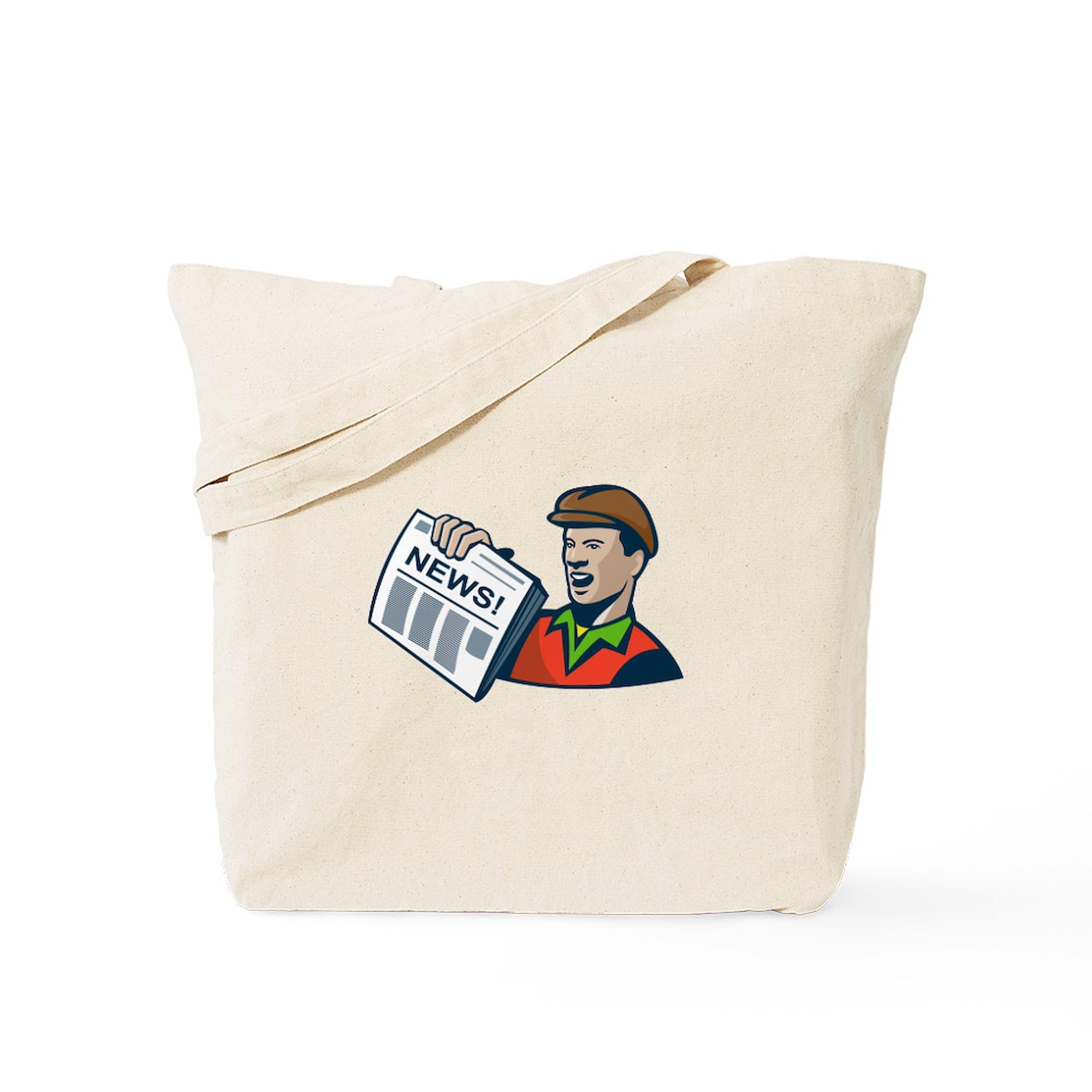 Vintage Newsboy Newspaper Delivery Canvas Tote Bag - Eco-Friendly Reusable Shopping Bag for Groceries, Beach & Daily Use