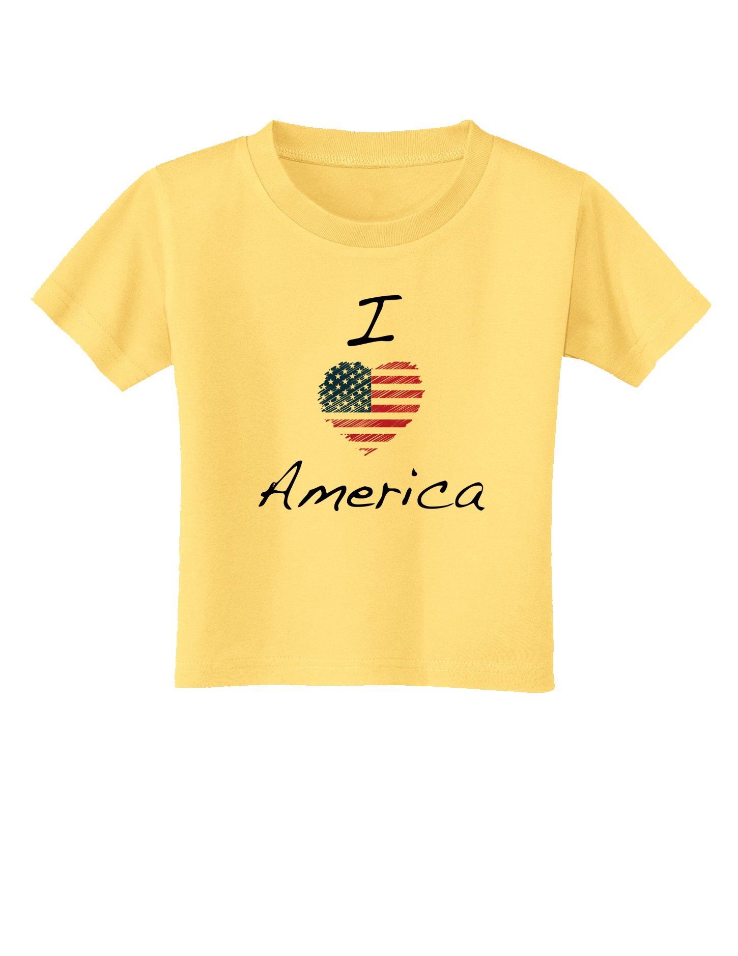 TOOLOUD I Heart America Scribble Graphic Toddler T-Shirt - Cute Patriotic Baby Clothes for Boys & Girls - Perfect for 4th of July, Memorial Day & Independence Day Celebrations