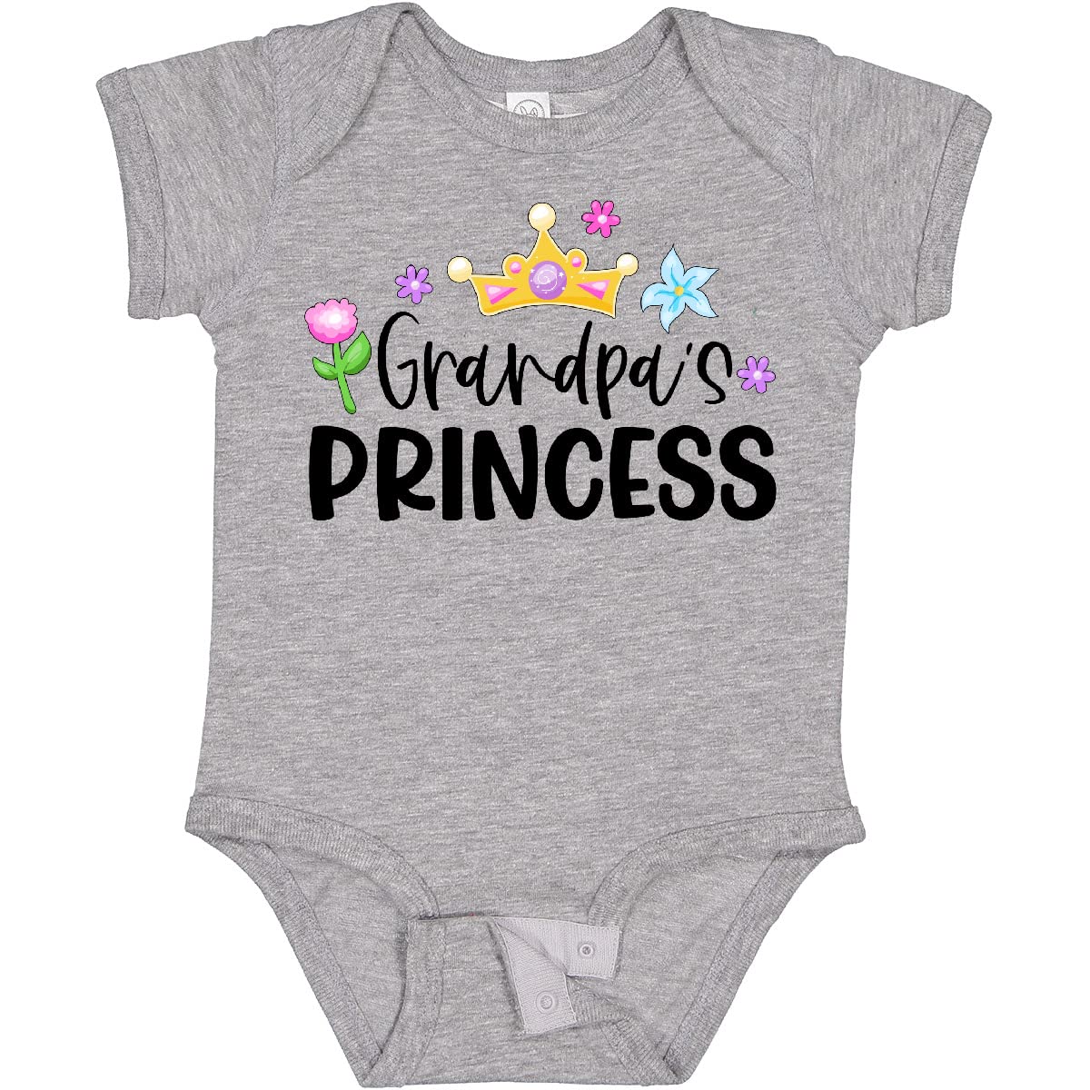 Grandpa's Princess Baby Bodysuit with Floral Crown - Perfect for Family Photos
