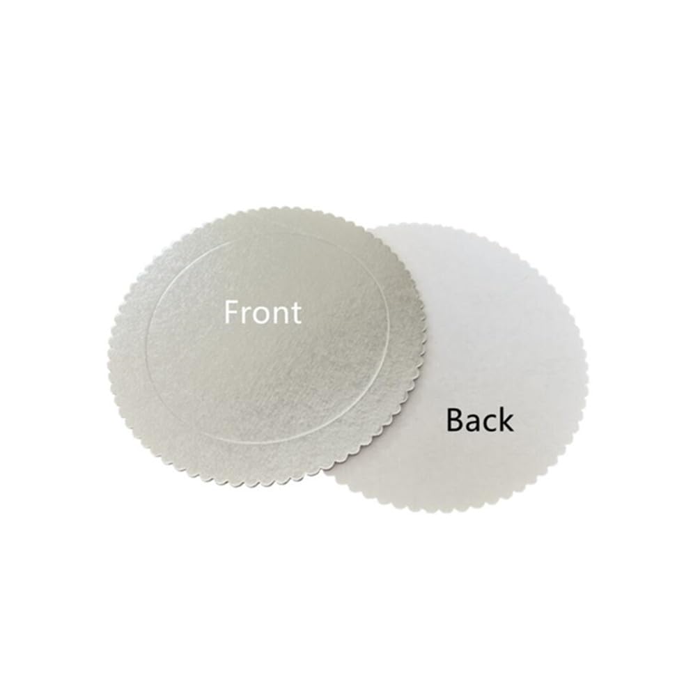 Jilukibo 10 Inch Disposable Round Cake Boards - 10 Pack Grease Proof Silver Cardboard Cake Base for Pizza, Cake Decorating & Stand - Perfect for Birthday Parties, Weddings & Bakery Use