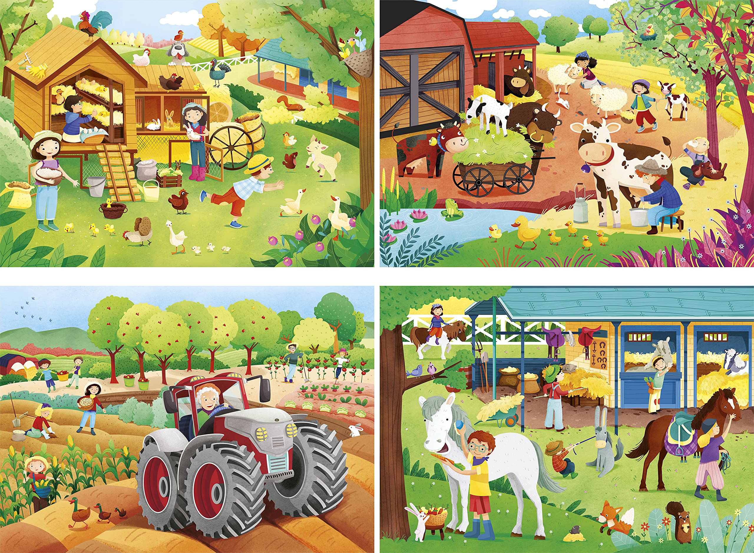 Clementoni Supercolor Puzzle for Kids - The Farm - 2x20pc + 2x60pc Jigsaw Puzzles - Educational Farm Animal Toy for Children Ages 3-6 - Perfect for Family Game Night & Preschool Learning Activities