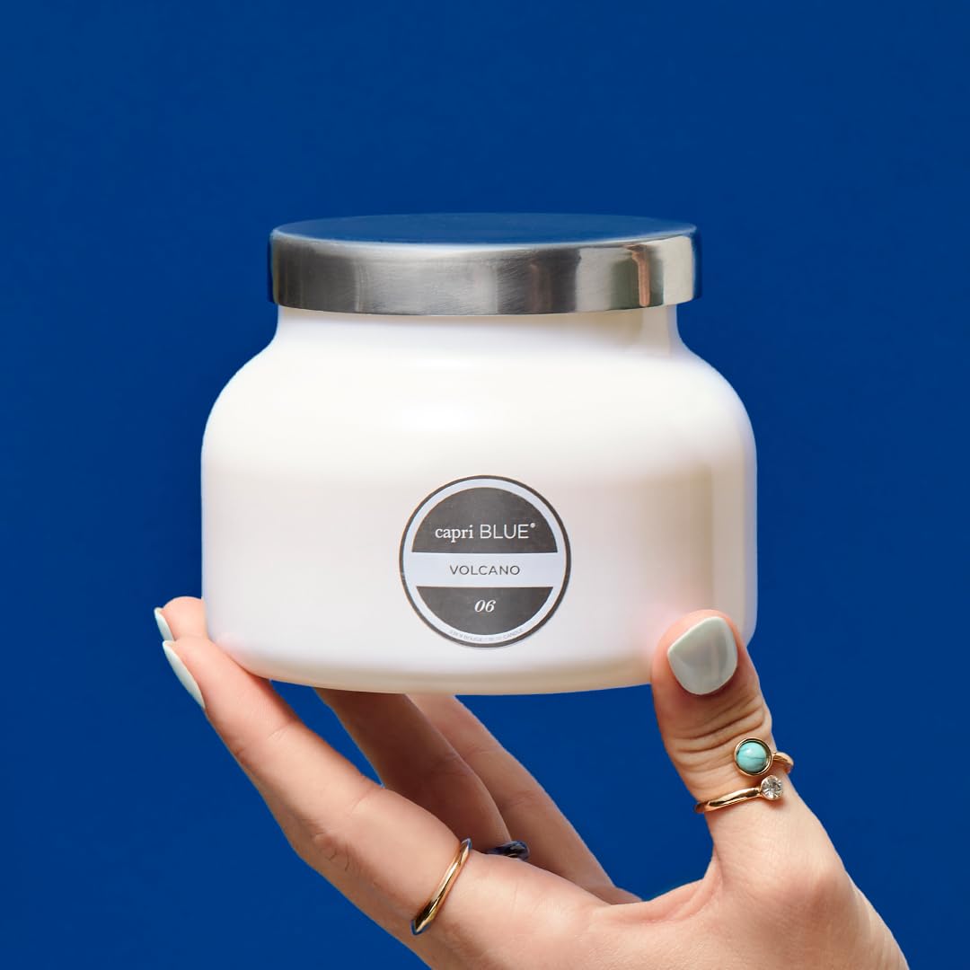 Capri Blue Volcano Scented Candles - 19oz Luxury Soy Wax Blend in Glass Jar with Tropical Fruit & Citrus Fragrance - White Home Decor Candle for Relaxation, Spa, Romantic Dinners & Gift Giving