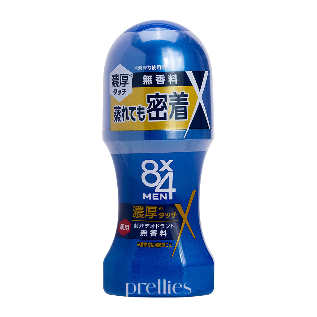 KAO 8x4 Men's Rich Deodorant Roll-On (Unscented) 60ml - Long-Lasting Odor Protection for Active Men at Work & Gym