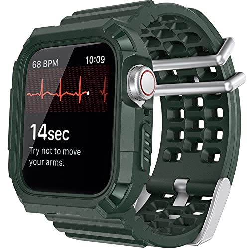 Rugged TPU Apple Watch Band with Protective Case - Compatible with iWatch Series 8/7/SE/6/5/4/3/2/1 - Sport Wrist Strap for Men & Women - Military-Grade Bumper with Breathable Design - Perfect for Outdoor Activities, Gym Workouts & Daily Wear