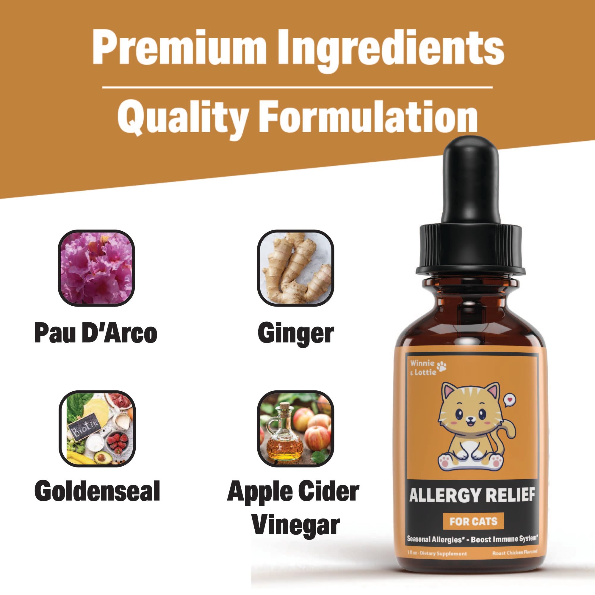 Natural Allergy Relief for Cats - Soothes Itchy Skin & Supports Immune Health | Hypoallergenic Cat Supplement with Vitamins | 1 fl oz | Ideal for Seasonal Allergies, Food Sensitivities & Skin Irritations