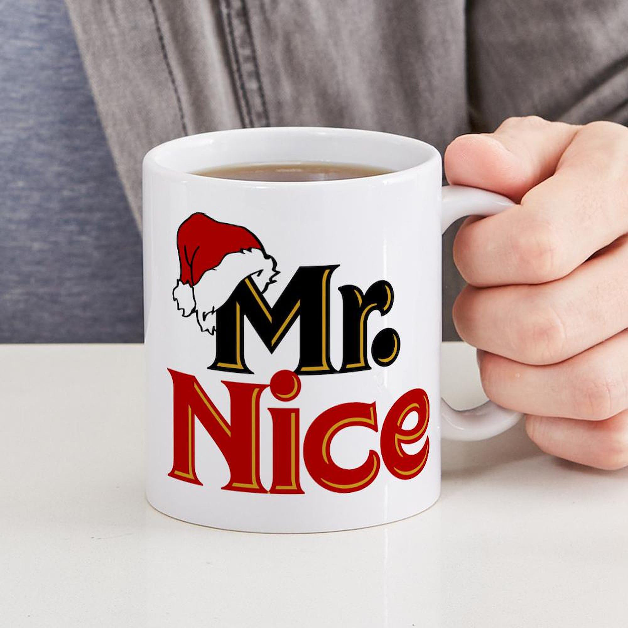 Christmas Mr Nice 11 oz (325 ml) Ceramic Coffee Mug - Holiday Gift for Coffee Lovers, Perfect for Christmas Morning & Office Use