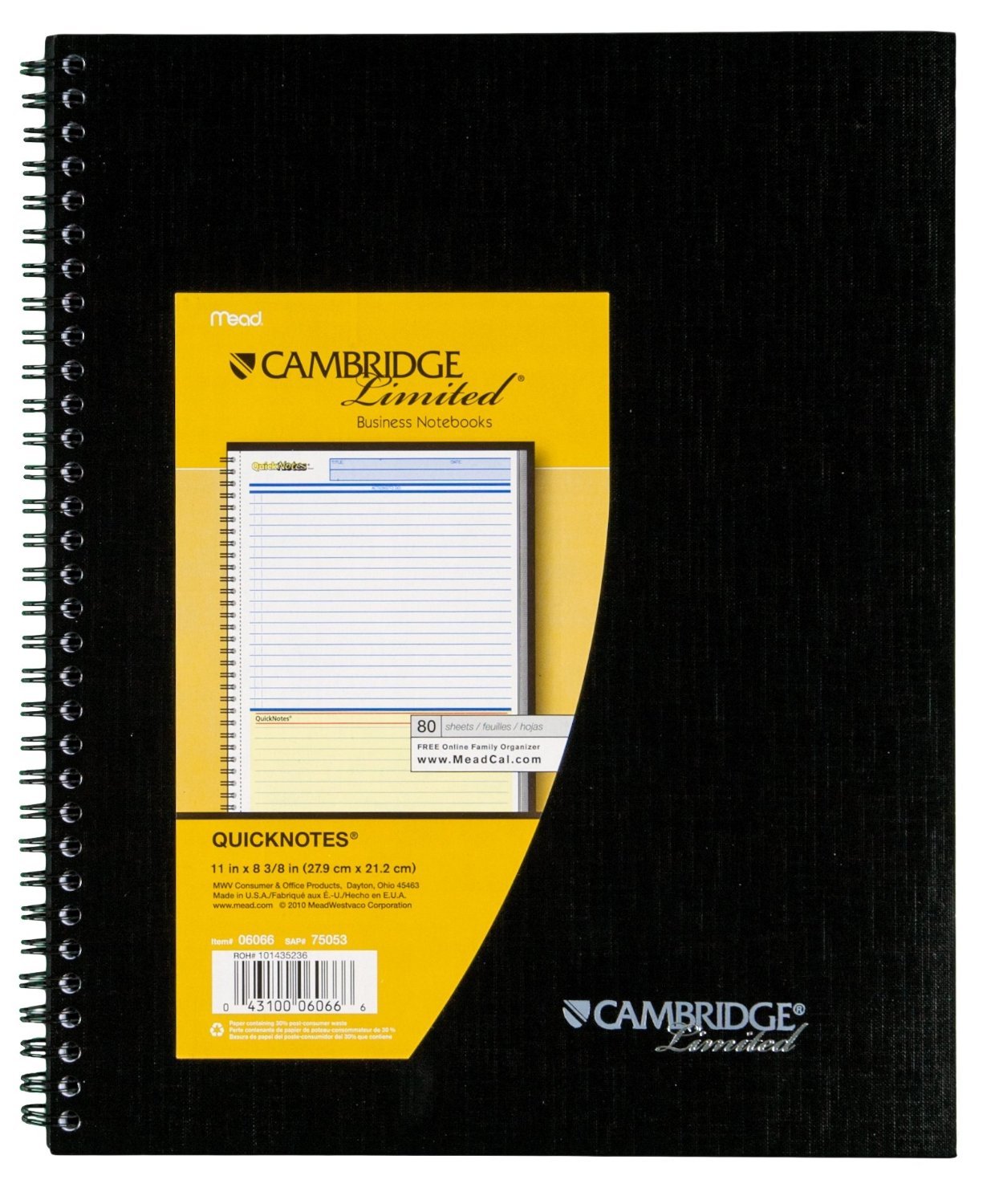 2-Pack Mead 06066 Cambridge Limited QuickNotes Business Notebooks - Premium College Ruled Writing Journals for Office, School & Meeting Notes (5