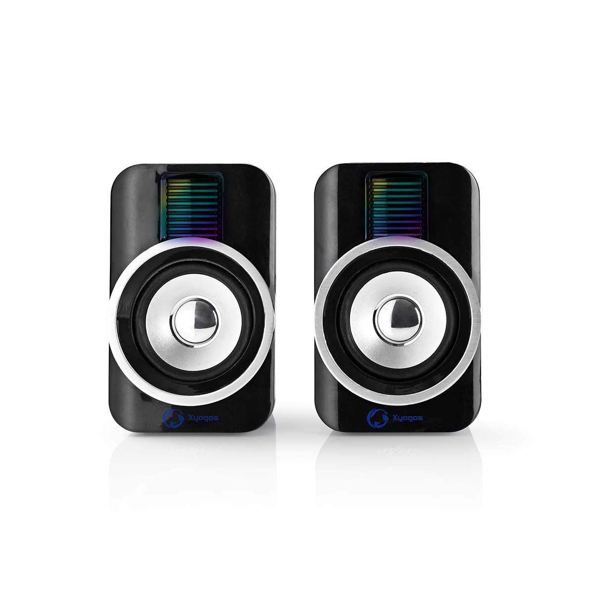 NEDIS 30W 2.0 Gaming Speakers with RGB Lighting for PC & Laptops - USB & 3.5mm Connectivity, Black | Perfect for Gaming Setups & Home Office
