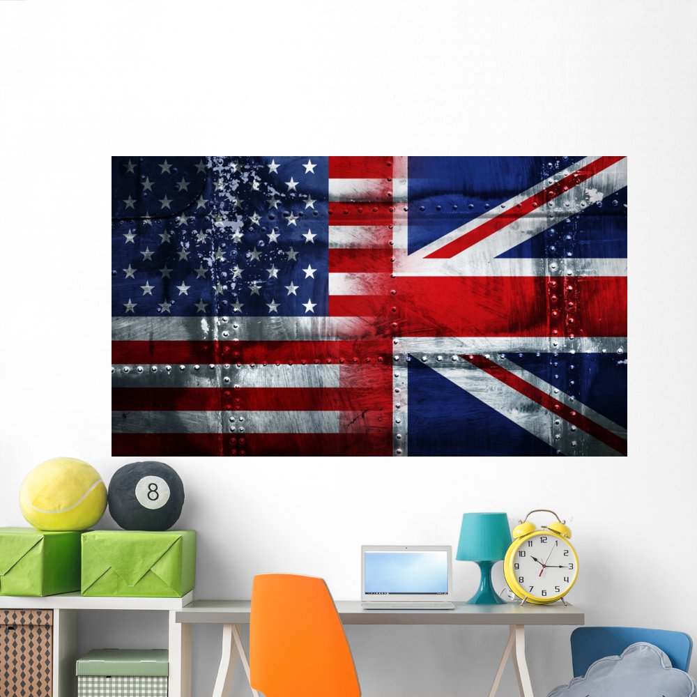 USA & UK Flag Wall Mural - Peel & Stick Removable Graphic (72