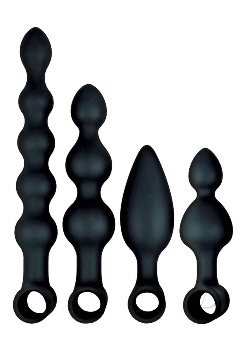 Premium Silicone Rechargeable Vibrating Anal Fantasy Kit - 5 Piece Set (Black) for Couples & Solo Play - Enhance Intimacy & Explore Sensations