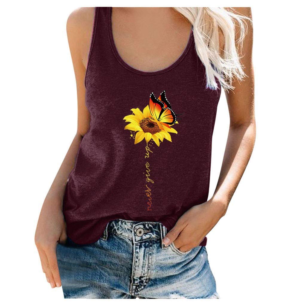 Vedolay Women's Sexy Letter Printed Sleeveless Crop Top - Soft Loose Tank Tops for Workout, Gym, Yoga & Summer Casual Wear - Breathable Camisoles Tee Shirt