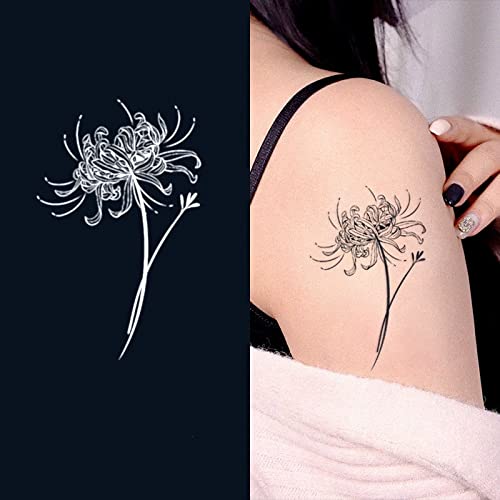 5X2Y Long Lasting Temporary Tattoos - Waterproof Semi-Permanent Fake Tattoo Sticker (1-2 Weeks) - Realistic Equinox Flower Design for Parties, Halloween & Cosplay - No Adhesive, No Reflection, Easy to Apply & Remove