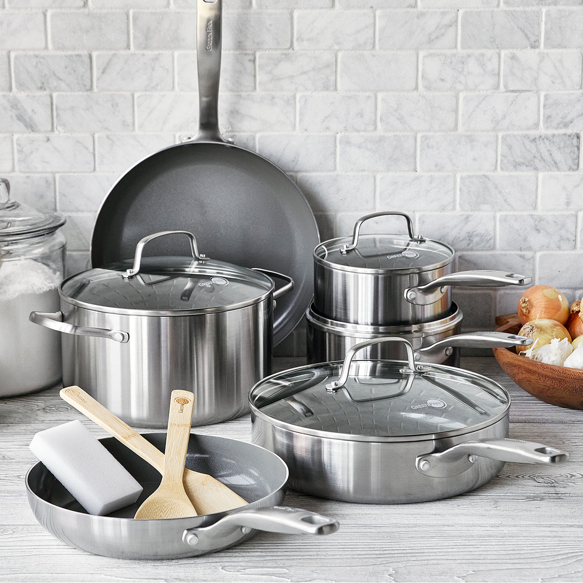 Premium Chatham 12-Piece Stainless Steel Cookware Set - Nonstick Pots & Pans for Professional Cooking, Baking & Family Meals