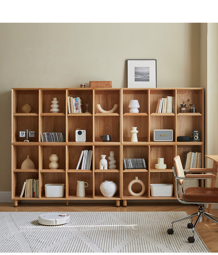 Oak Solid Wood Modern Creative Bookcase - Stylish Storage for Books & Home Decor | Perfect for Living Room, Office & Study Spaces