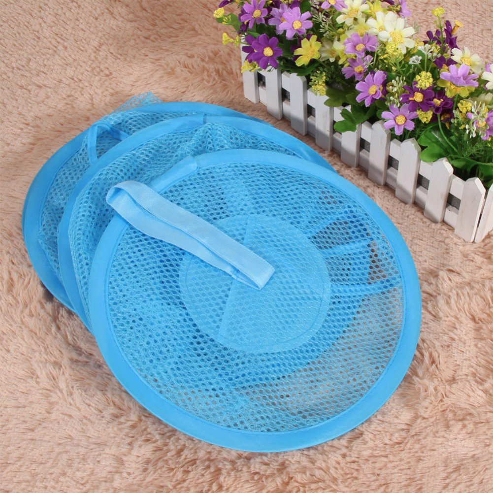 3 Compartment Mesh Hanging Storage Organizer - Space Saving Toy Basket for Kids Room Organization (Blue) | Perfect for Bedroom, Closet & Nursery Storage