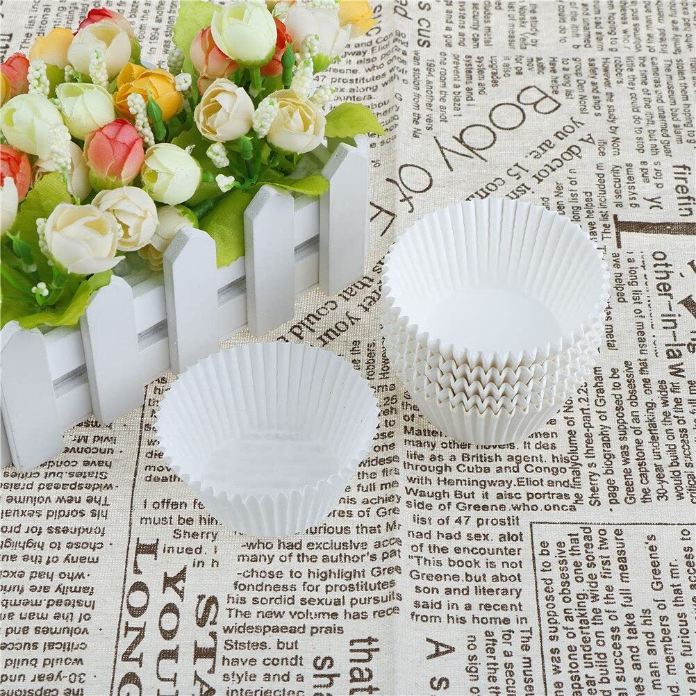 100-Pack Pure White Cupcake Liners - Disposable Muffin Baking Cups for Cupcakes, Egg Tarts & Pastries - Premium Kitchen Baking Accessories for Parties, Weddings & Home Baking