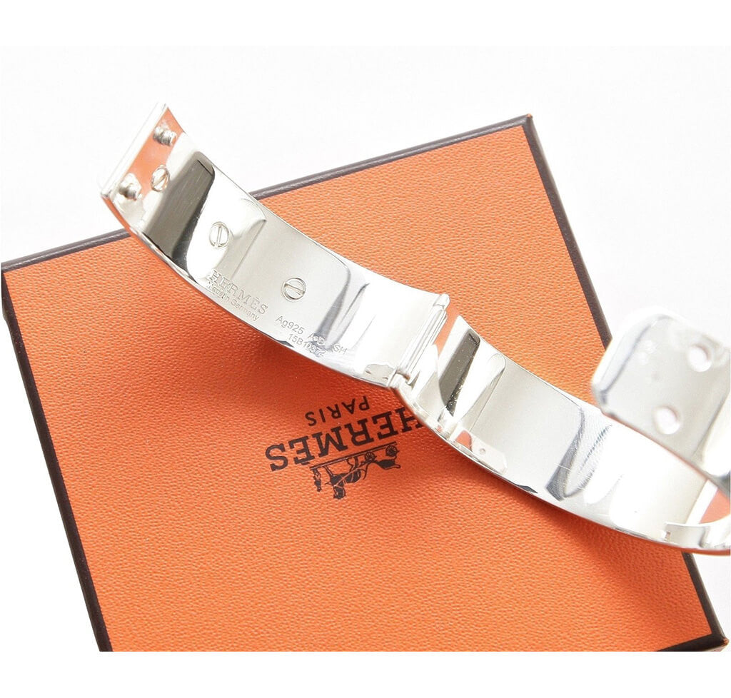 Hermès Collier de Chien Small Sterling Silver Bracelet - Luxury Dog Chain Link Bangle for Women, Perfect for Parties & Special Occasions