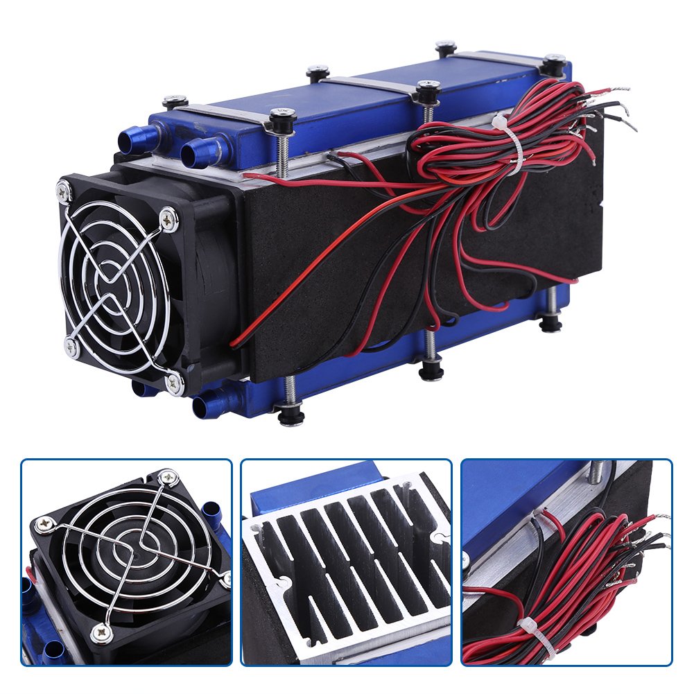 Walfront Mini Air Conditioner - 12V DC 576W 8-Chip TEC1-12706 Thermoelectric Cooler for DIY Cooling | Portable Cooling Device for Small Spaces, Electronics Cooling & Workbench Use
