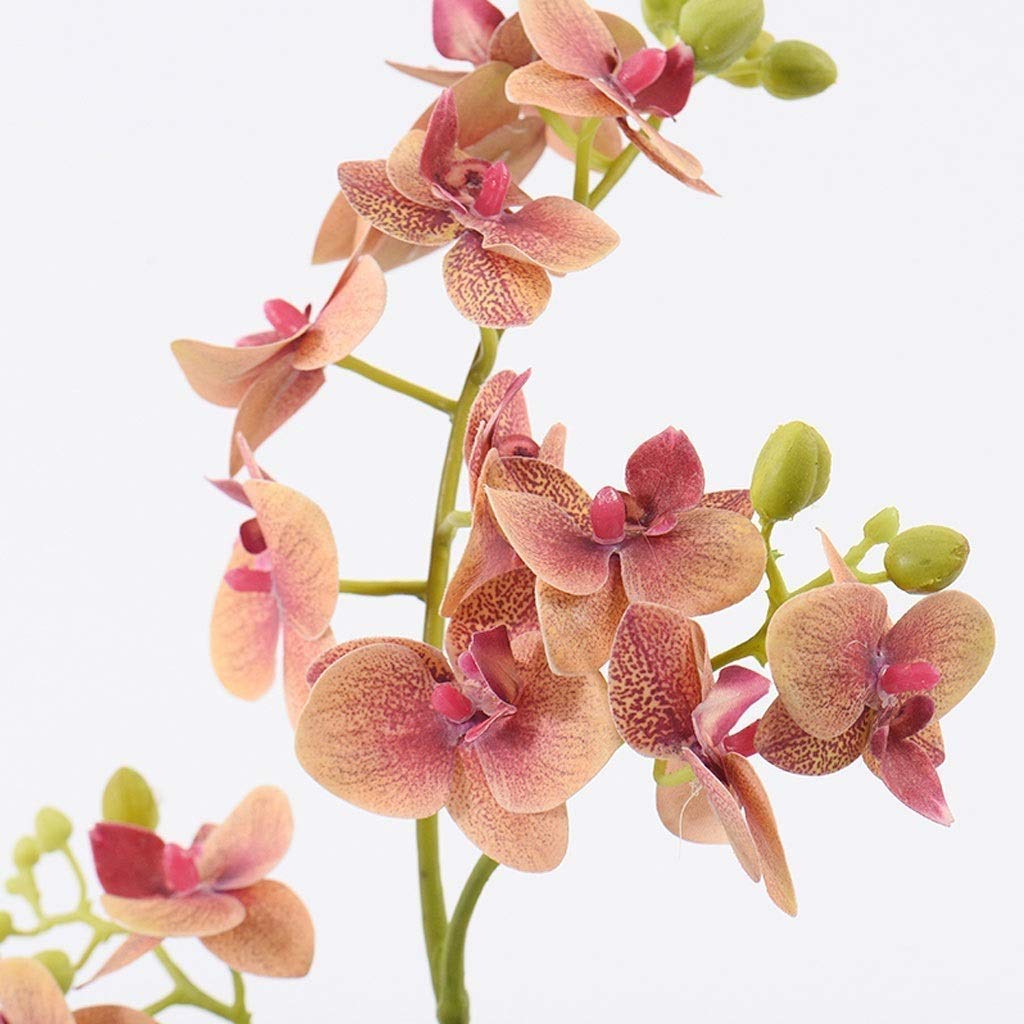 Real Touch Silk Orchid Bonsai Artificial Flowers - Phalaenopsis Fake Flowers in Imitation Porcelain Pots for Home & Office Decor | Perfect for Living Room, Wedding Centerpieces & Gift Ideas